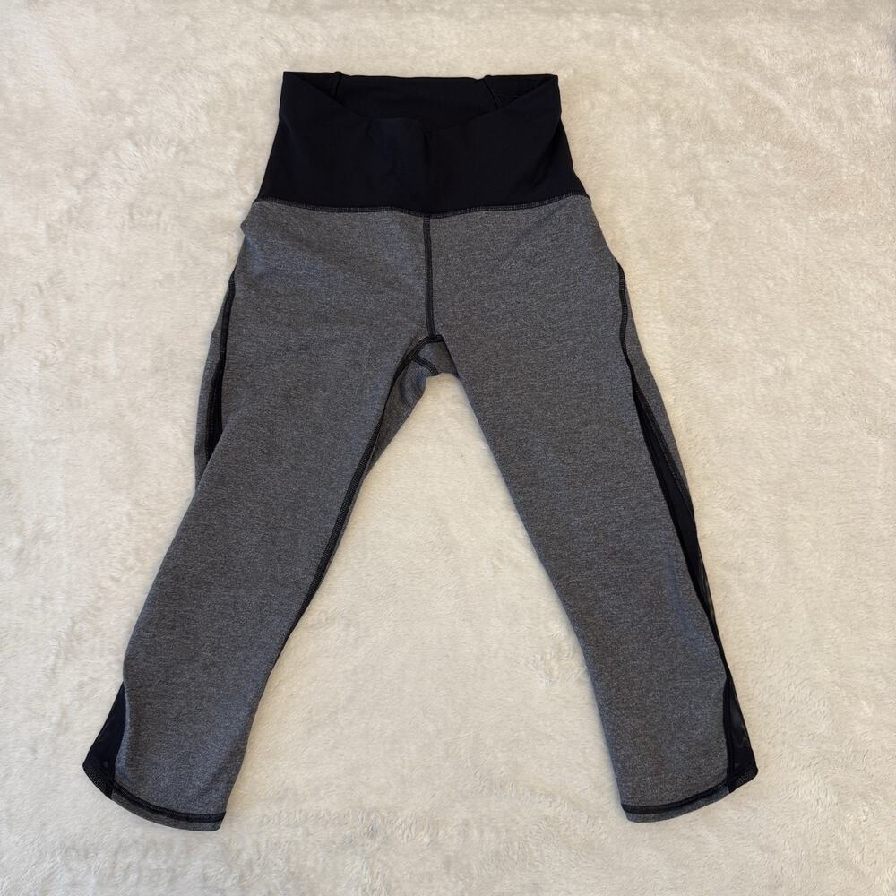 New Lululemon Train Times Crop 17" Luxtreme High Rise W6AHVS Gray Black Womens 4